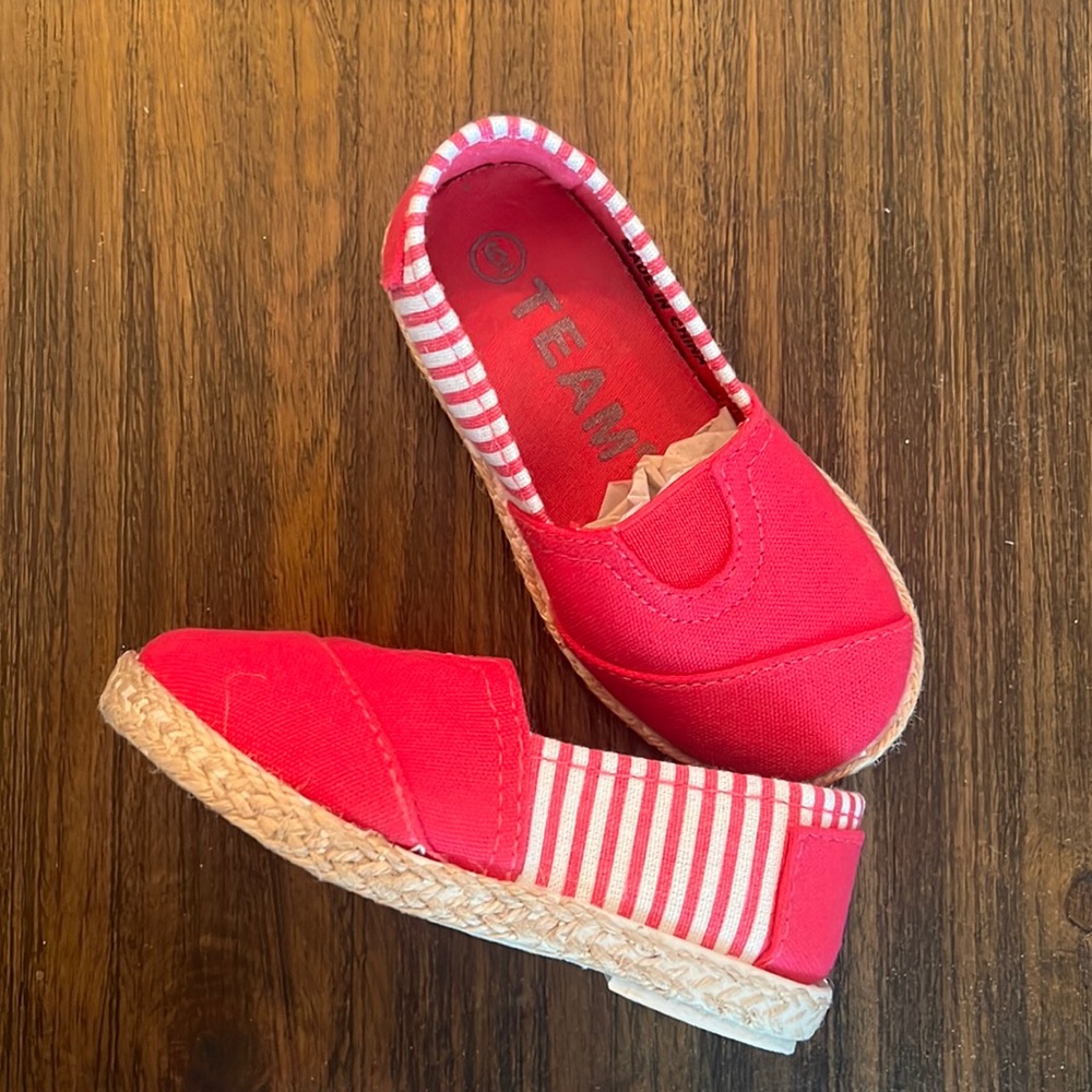 HOT PINK WHITE STRIPPED GIRL TODDLER ESPADRILLE CANVAS FLATS CUTE FASHION HOT